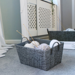 JVL Urban Rectangular Paper Storage Basket with PU Handles - thumbnail 2