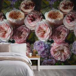 Grandeco Romantic Flowers Pink 3 Lane Wall Mural