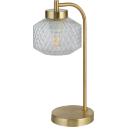 Lighting Collection Satin Brass and Clear Glass Table Lamp