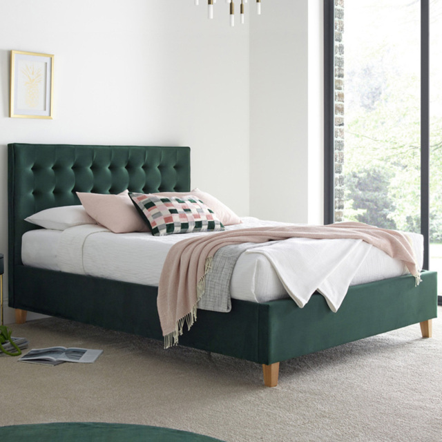 Kingham King Size Green Velvet Ottoman Bed - image 1