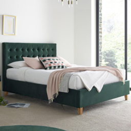 Kingham King Size Green Velvet Ottoman Bed