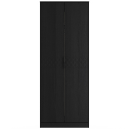 Crowndale Harlequin 2 Door Black Ash Tall Wardrobe Ready Assembled - thumbnail 3