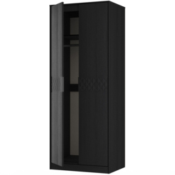 Crowndale Harlequin 2 Door Black Ash Tall Wardrobe Ready Assembled - thumbnail 4