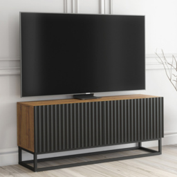 Creative Furniture Ripple Dark Oak and Black Single Fluted Door TV Unit - thumbnail 4