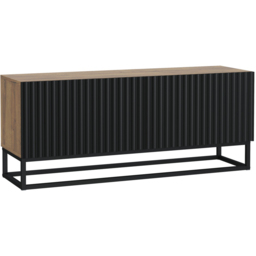 Creative Furniture Ripple Dark Oak and Black Single Fluted Door TV Unit - thumbnail 2