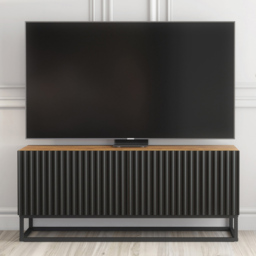 Creative Furniture Ripple Dark Oak and Black Single Fluted Door TV Unit - thumbnail 1