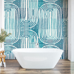 Origin Murals Curved Line Texture Blue Wall Mural - thumbnail 1