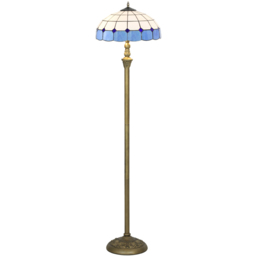 HOMCOM Blue Handcrafted Stained Glass Shade Vintage Floor Lamp
