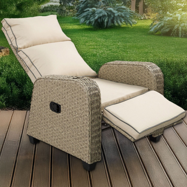 Furniture One Rattan Adjustable Garden Recliner Chair - image 1