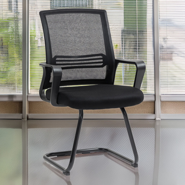 Portland Black Mesh Office Chair with Sled Base - image 1