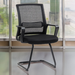 Portland Black Mesh Office Chair with Sled Base - thumbnail 1
