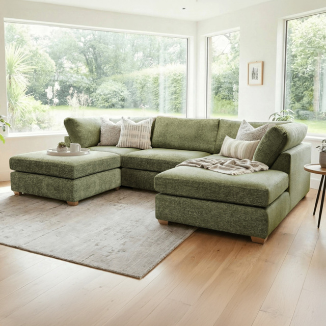 Carina Enzo 5 Seater Olive U-Shape Sofa - image 1