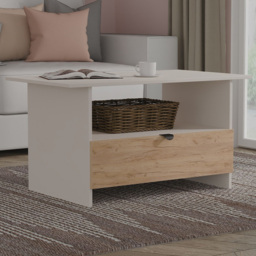Crowndale Bora Single Drawer Single Shelf Gold Craft Oak and Kashmir Coffee Table Ready Assembled