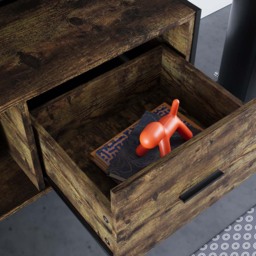 Vida Designs Brooklyn 2 Drawer Single Shelf Dark Wood Industrial TV Unit - thumbnail 4