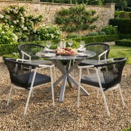 Maisie Grey and Black 4 Seater Round Garden Dining Set