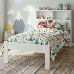 Noa and Nani Joni Single Classic White Bed with Bookcase Headboard - thumbnail 1
