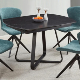 DS Living Arden 6 Seater Black and Grey Intertwined Stone Rotating and Extendable Dining Table
