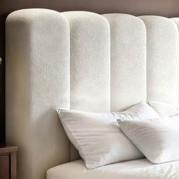 SOLACE+CO Emilie Cream King Size Boucle Ribbed Ottoman Bed - thumbnail 4