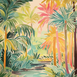 Origin Murals Pretty Palms Green Wall Mural - thumbnail 2