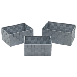 JVL Vichy Rectangular Nylon Storage Basket 3 Pack