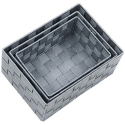 JVL Vichy Rectangular Nylon Storage Basket 3 Pack - thumbnail 4