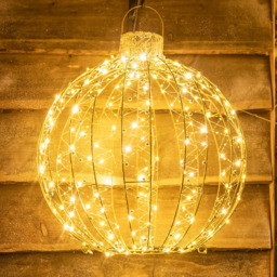 The Christmas Centre 3 Piece 360 Warm White LED Gold Light Up Ball Set Decoration - thumbnail 2