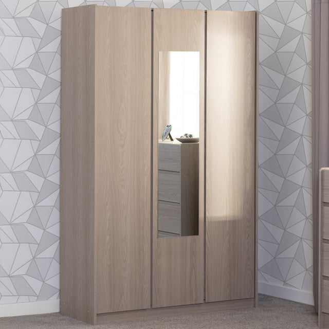 Seconique Paris 3 Door Smoked Ash Effect Mirror Wardrobe - image 1