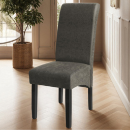 tectake Padded Gray Marbled Faux Leather High Backrest Dining Chair Set of 6