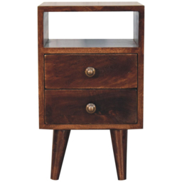 Artisan Furniture California Walnut 2 Drawer Single Shelf Solid Wood Mini Classic Bedside Table - thumbnail 2