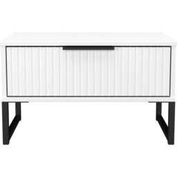 Crowndale Fluted Single Drawer White Matt Wide Side Table Ready Assembled - thumbnail 2