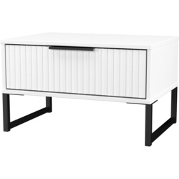 Crowndale Fluted Single Drawer White Matt Wide Side Table Ready Assembled - thumbnail 4