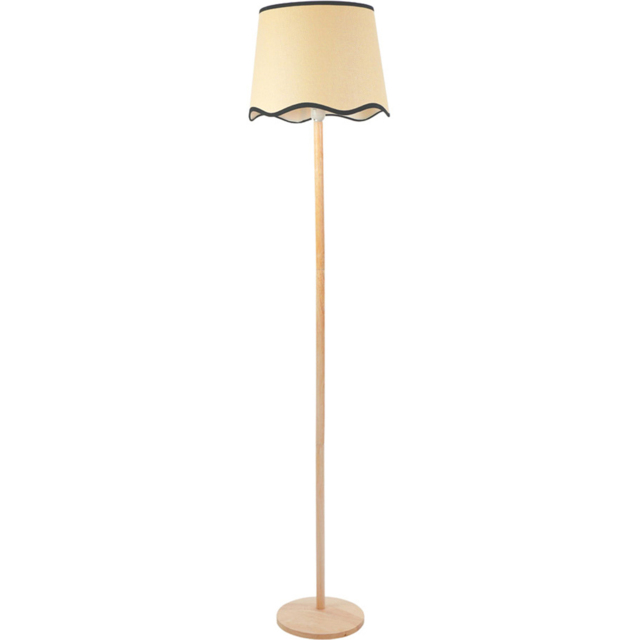 ValueLights Triston Scallop Black Edge Shade Light Wood LED Floor Lamp - image 1