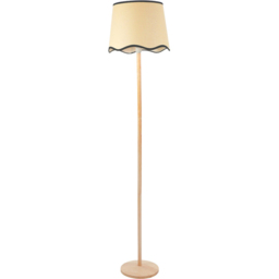 ValueLights Triston Scallop Black Edge Shade Light Wood LED Floor Lamp