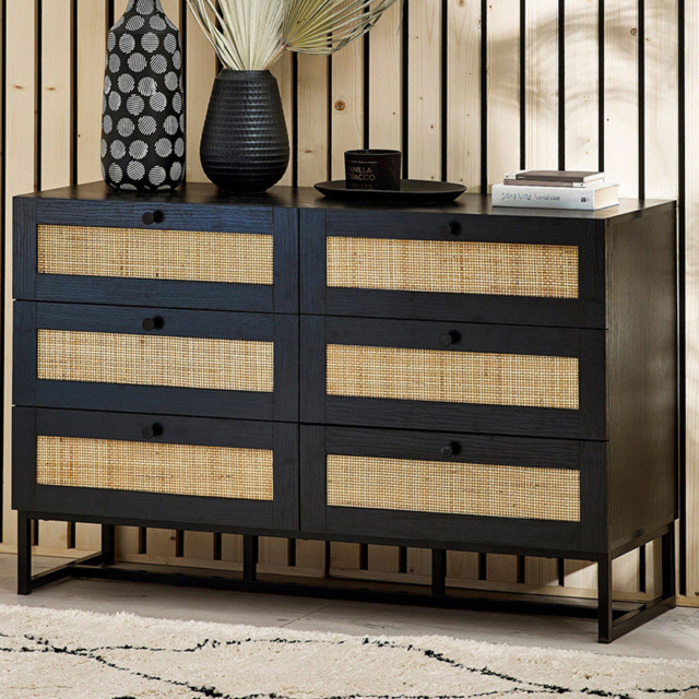 Julian Bowen Padstow 6 Drawer Black Chest of Drawers - image 1