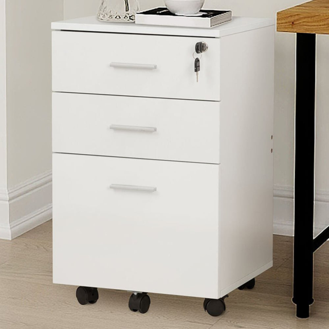 White 3 Drawer Wooden Filing Cabinet - image 1