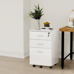 White 3 Drawer Wooden Filing Cabinet - thumbnail 3