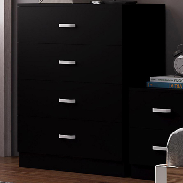 FWStyle Tunis 4 Drawer Matt Black Chest of Drawer - image 1