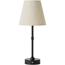 ValueLights Lowe Black Rechargeable Table Lamp with Linen Shade
