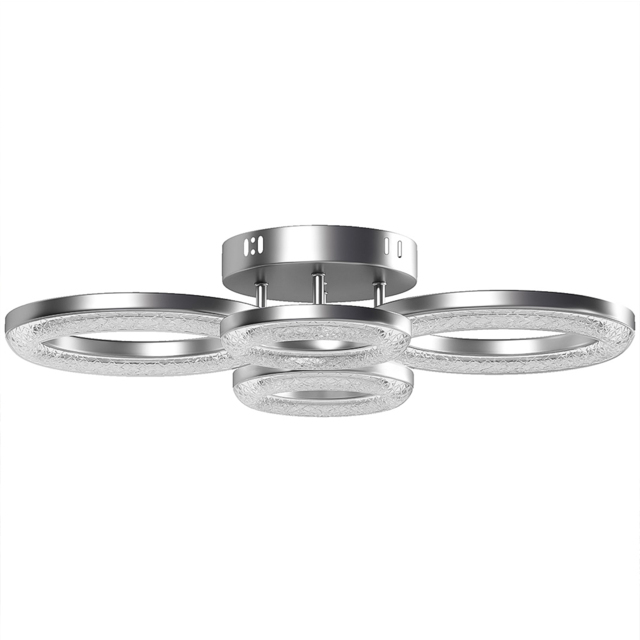 HOMCOM Silver 4 Ring Modern Flush Mount LED Ceiling Light - image 1