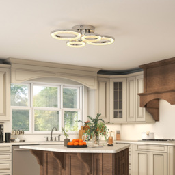 HOMCOM Silver 4 Ring Modern Flush Mount LED Ceiling Light - thumbnail 4