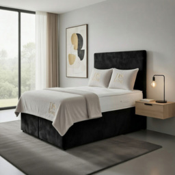 DS Living Muse Black Super King Size Plush Velvet Divan Bed - thumbnail 3