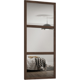 Spacepro Shaker 3 Panel Walnut frame Mirror Sliding Door 2220 x 762mm