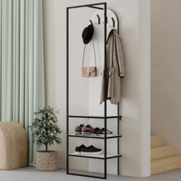 FWStyle Archy White Hallway Shoe and Coat Storage Rack