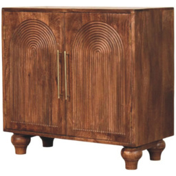Artisan Furniture Arco Groove Brown 2 Drawer 2 Shelf Solid Wood Sideboard - thumbnail 4