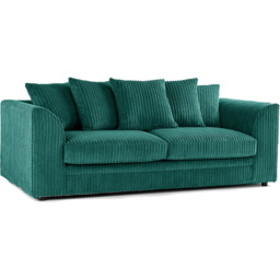 Luxor 3 Seater Teal Jumbo Cord Fabric Sofa Set with Scatter Back - thumbnail 2