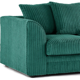 Luxor 3 Seater Teal Jumbo Cord Fabric Sofa Set with Scatter Back - thumbnail 3