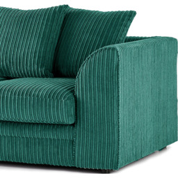 Luxor 3 Seater Teal Jumbo Cord Fabric Sofa Set with Scatter Back - thumbnail 4