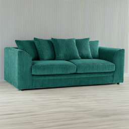 Luxor 3 Seater Teal Jumbo Cord Fabric Sofa Set with Scatter Back