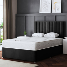 DS Living Amelia Small Double Black Upholstered Panel Divan Bed with 4 Drawer