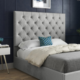 Alma Grey King Size Velvet Upholstered Bed Frame with Chesterfield Headboard - thumbnail 3